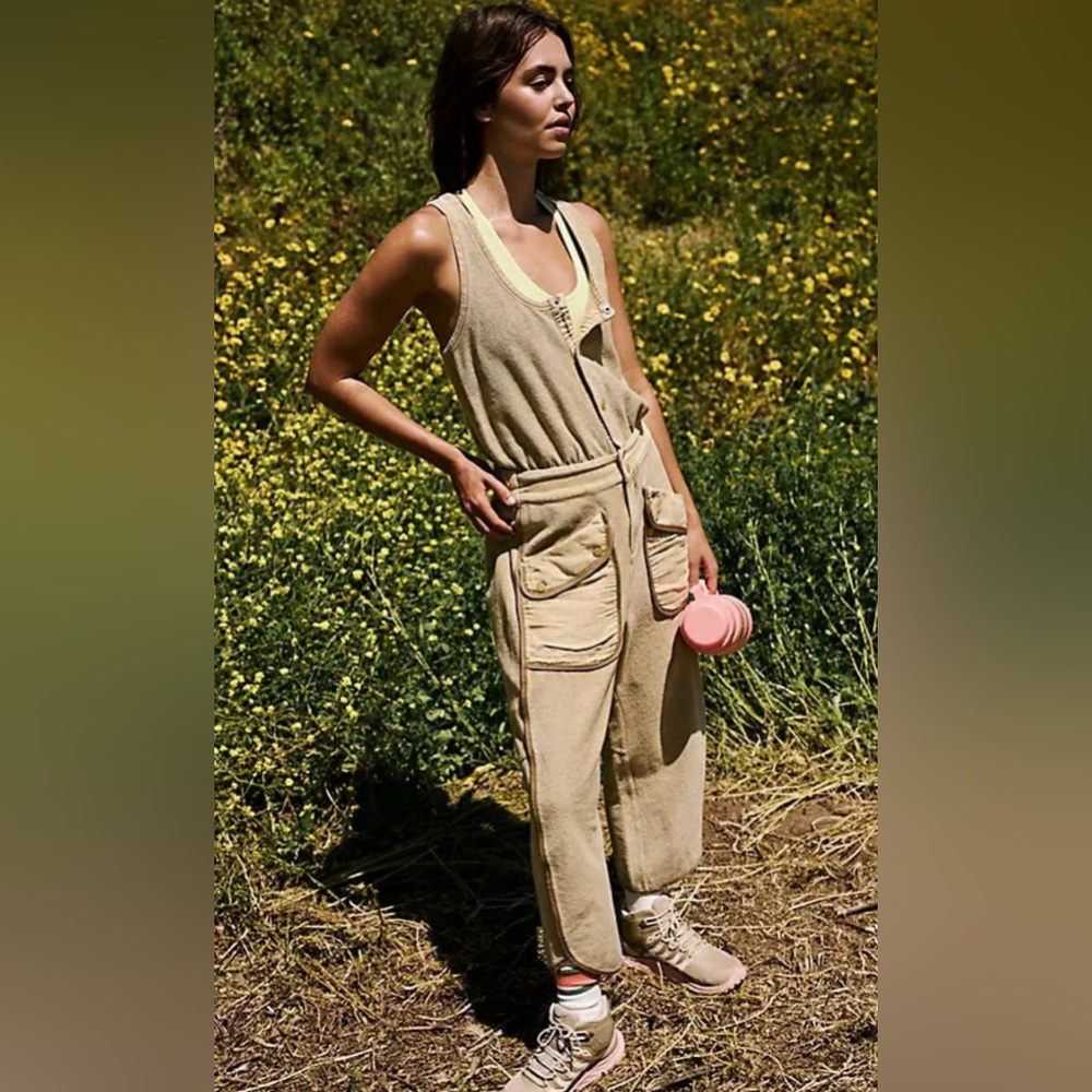 FP Movement by Free People Beige Utility Jumpsuit NWT